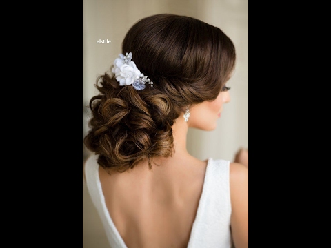 Элегантная свадебная прическа на средние волосы/Вечерняя прическа на средние волосы